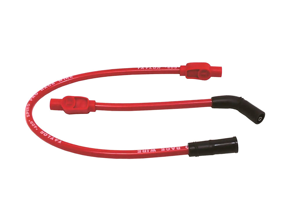 Taylor Cable Products 10.4mm Spark Plug Wire Set – Red. Fits Touring 1999-2008 with Carb and Sportster 2007-2021.