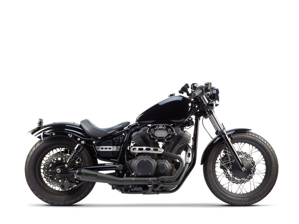 TWO BROTHERS RACING EXHAUST Comp-S 2-into-1 Exhaust – Black with Carbon Fiber End Cap. Fits Yamaha Bolt 2013up.
