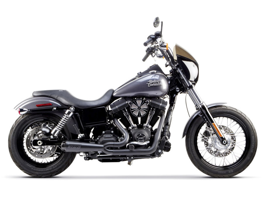 TWO BROTHERS RACING EXHAUST Comp-S 2-into-1 Exhaust – Black with Carbon Fiber End Cap. Fits Dyna 2006-2017.