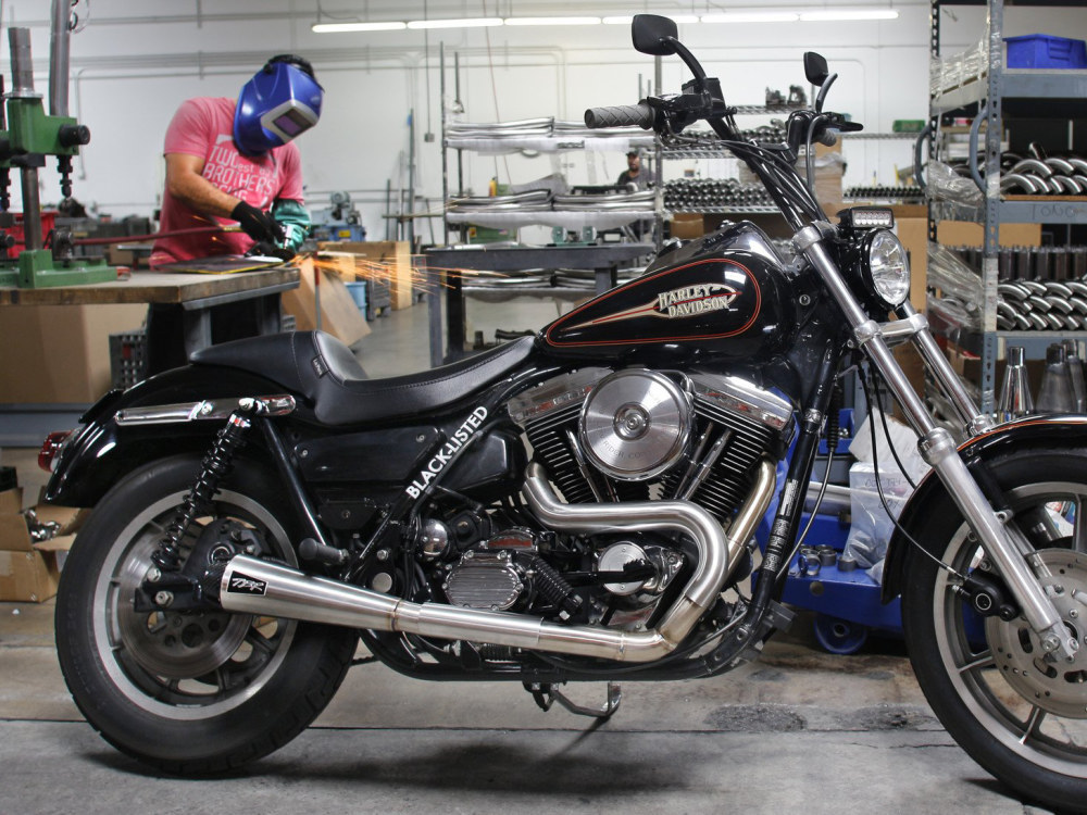 TWO BROTHERS RACING EXHAUST Comp-S 2-into-1 Exhaust – Stainless Steel with Carbon Fiber End Cap. Fits FXR 1987-1994.