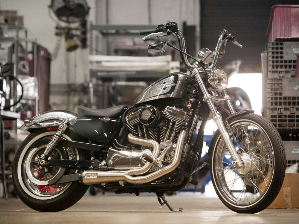 TWO BROTHERS RACING EXHAUST Comp-S 2-into-1 Exhaust – Stainless Steel with Carbon Fiber End Cap. Fits Sportster 2014-2021