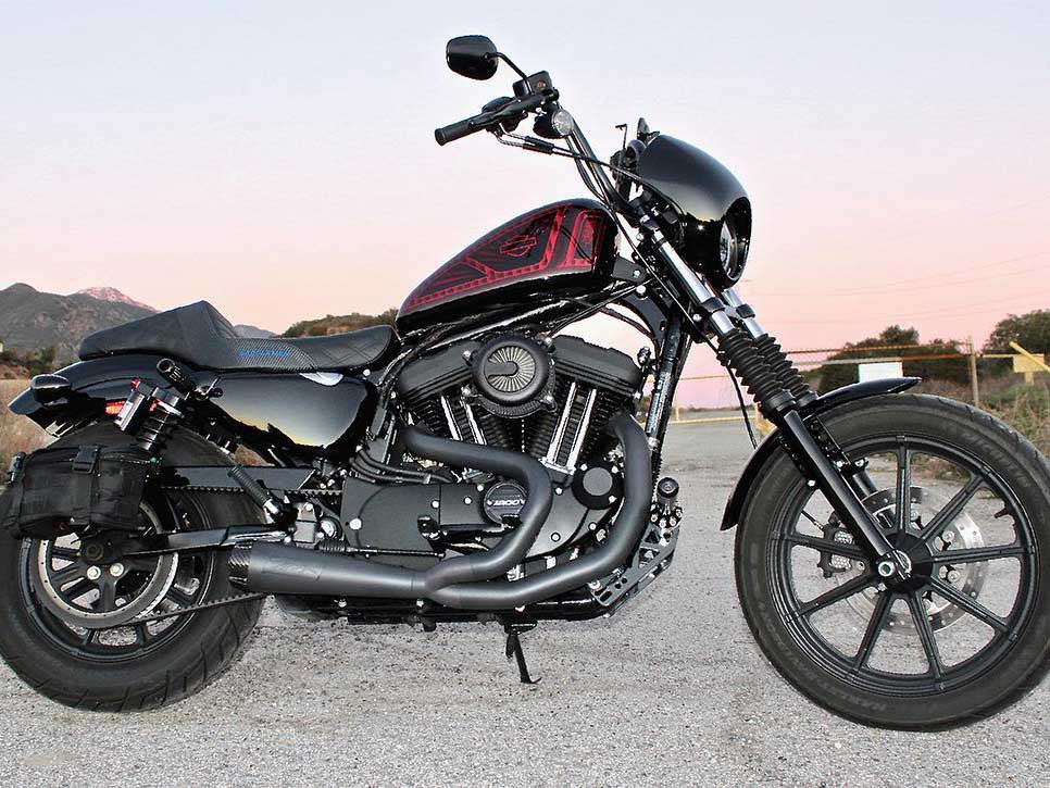 TWO BROTHERS RACING EXHAUST Comp-S 2-into-1 Exhaust – Black with Carbon Fiber End Cap. Fits Sportster 2014-2021