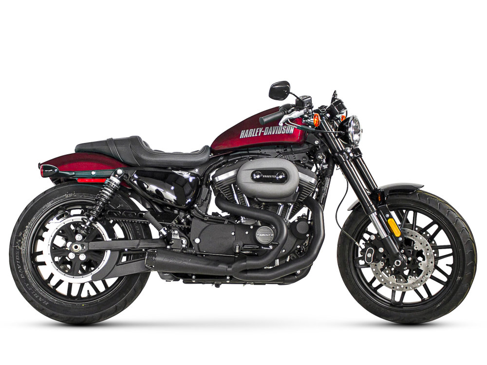 TWO BROTHERS RACING EXHAUST Comp-S 2-into-1 Exhaust – Black with Carbon Fiber End Cap. Fits Sportster 2014-2021