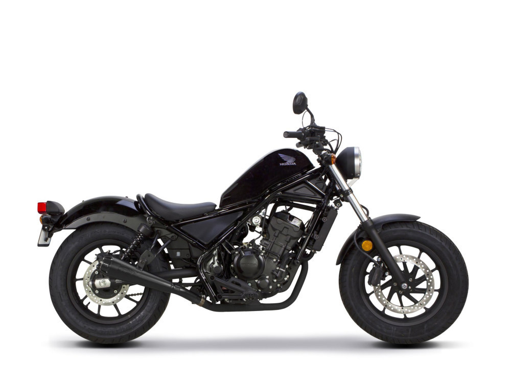 TWO BROTHERS RACING EXHAUST Comp-S Slip-On Muffler – Black with Carbon Fiber End Cap. Fits Honda CMX / Rebel 500cc 2017-2024