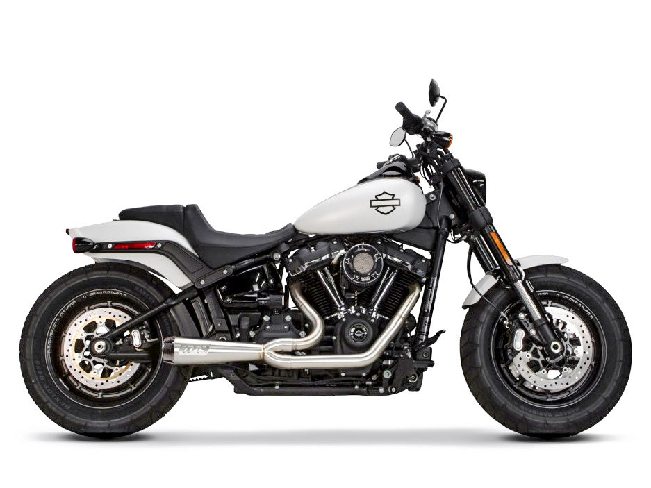 TWO BROTHERS RACING EXHAUST Comp-S 2-into-1 Exhaust – Stainless Steel with Carbon Fiber End Cap. Fits Softail 2018up with Non-240 Rear Tyre.