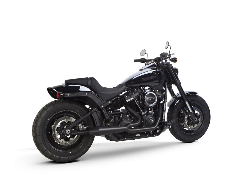 TWO BROTHERS RACING EXHAUST Megaphone Gen II 2-into-1 Exhaust – Black. Fits Softail 2018up with Non-240 Rear Tyre.