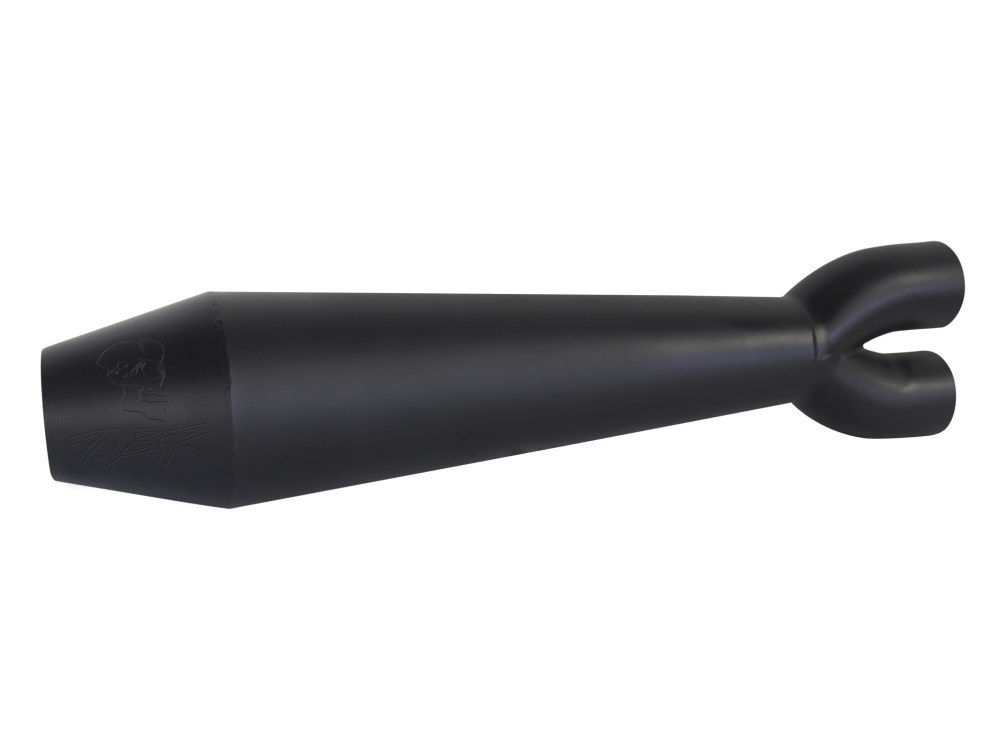 TWO BROTHERS RACING EXHAUST Megaphone Gen II 2-into-1 Exhaust – Black. Fits Softail 2018up with Non-240 Rear Tyre.