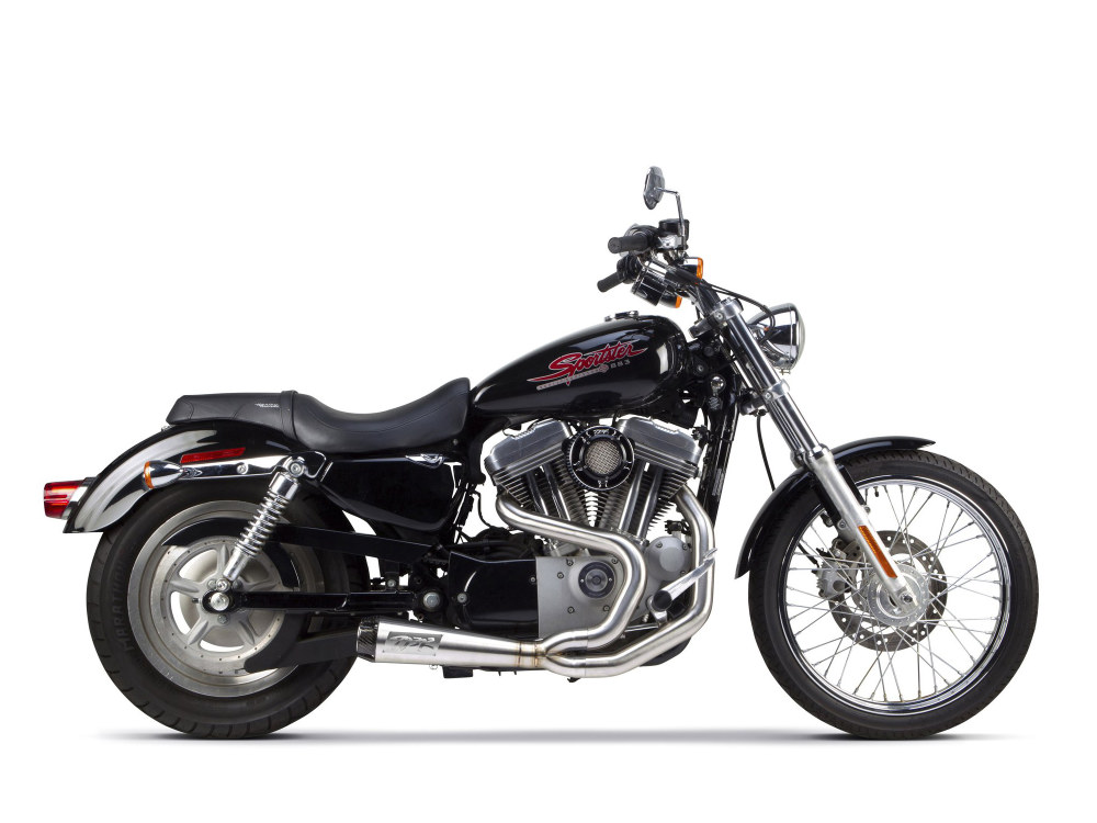 TWO BROTHERS RACING EXHAUST Comp-S 2-into-1 Exhaust – Stainless Steel with Carbon Fiber End Cap. Fits Sportster 2004-2013.