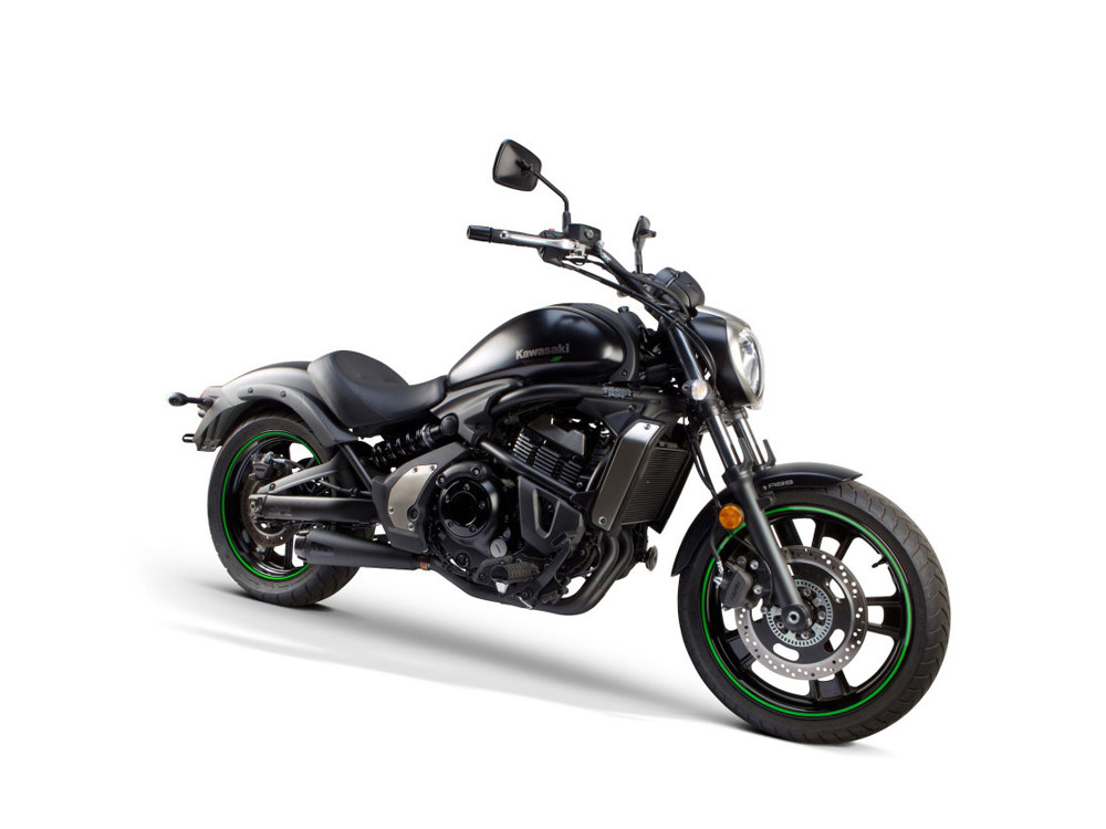 TWO BROTHERS RACING EXHAUST Comp-S 2-into-1 Exhaust – Black with Carbon Fiber End Cap. Fits Kawasaki Vulcan ‘S’ 650cc 2015up.