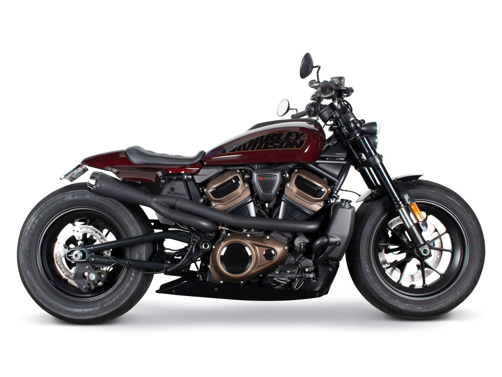 TWO BROTHERS RACING EXHAUST Comp-S 2-into-1 Exhaust – Black with Carbon Fiber End Cap. Fits Sportster S 2021-2023