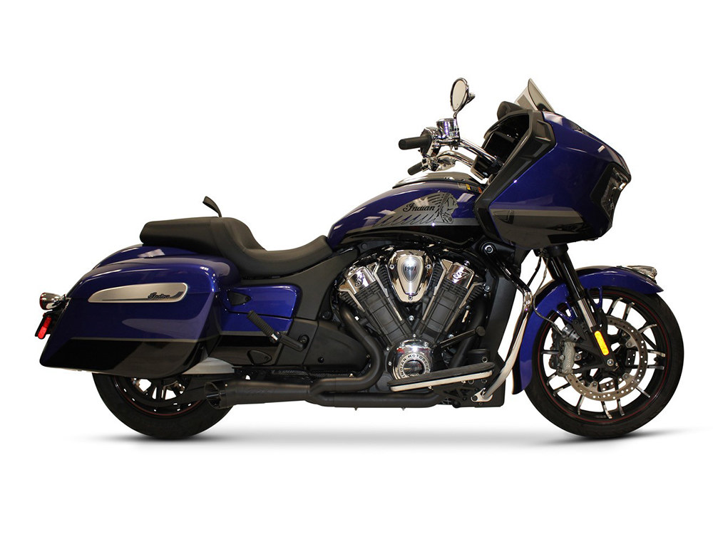 TWO BROTHERS RACING EXHAUST Shorty Turnout 2-into-1 Exhaust – Black. Fits Indian Challenger 2020up