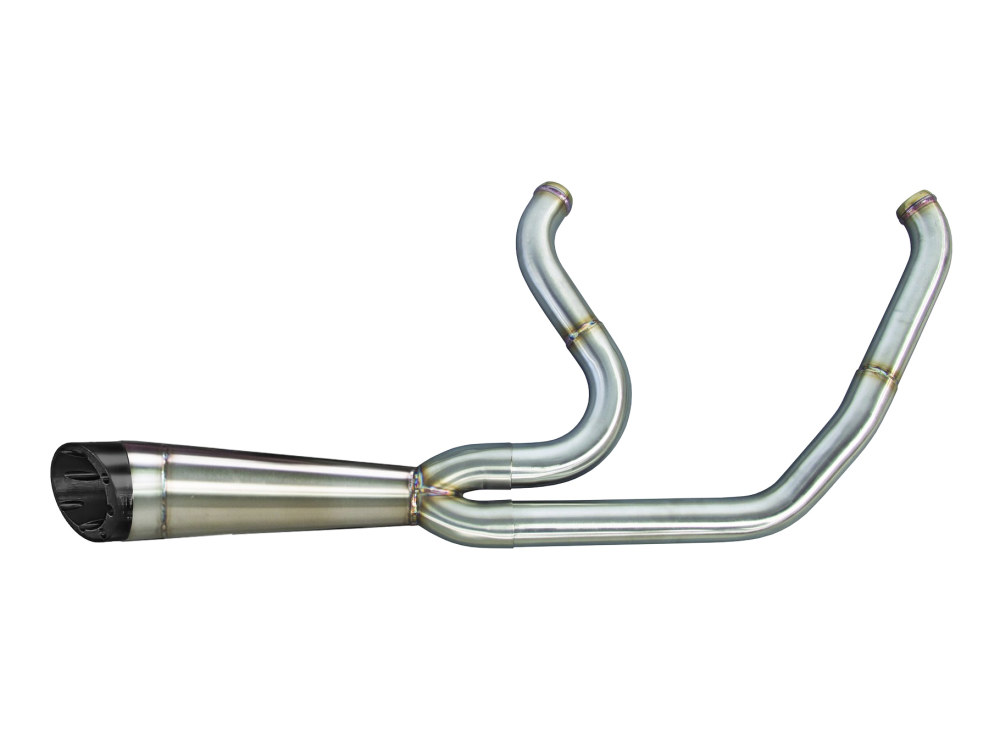TWO BROTHERS RACING EXHAUST Shorty Turnout 2-into-1 Exhaust – Stainless Steel with Black End Cap. Fits Softail 2018up.