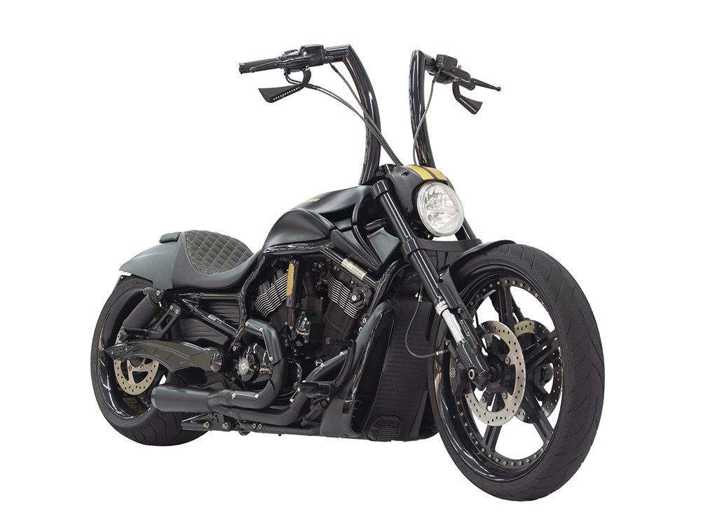 Trask Performance Assault 2-into-1 Exhaust – Black. Fits V-Rod 2007-2017.