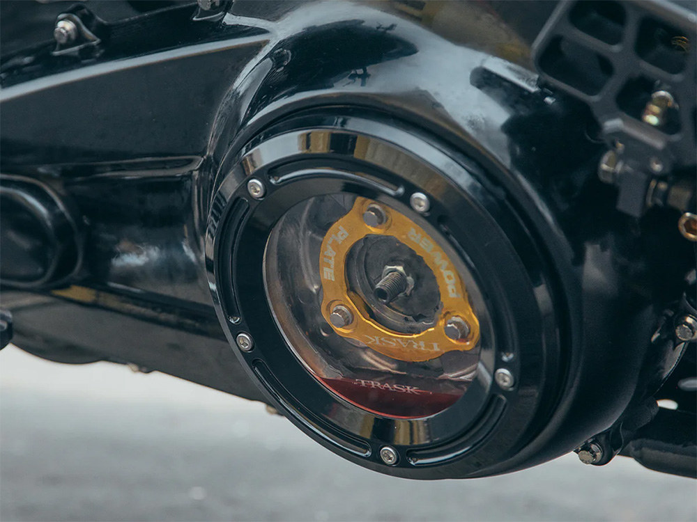 Trask Performance Assault Clear Derby Cover – Gloss Black. Fits Touring 2016up