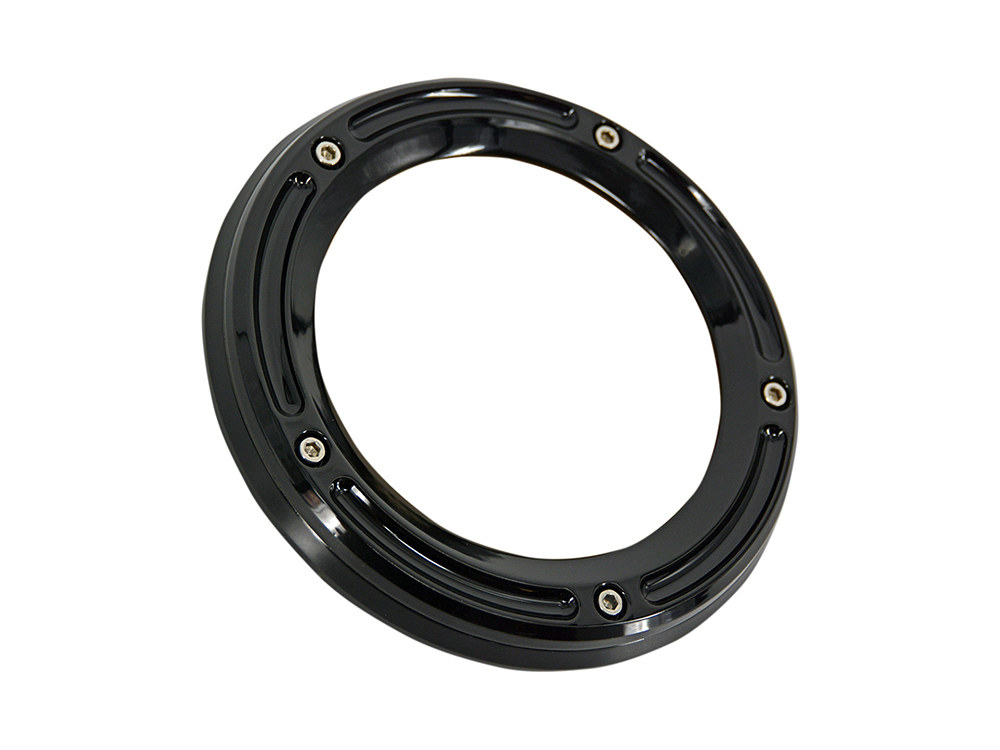 Trask Performance Assault Clear Derby Cover – Gloss Black. Fits Softail 2019up.