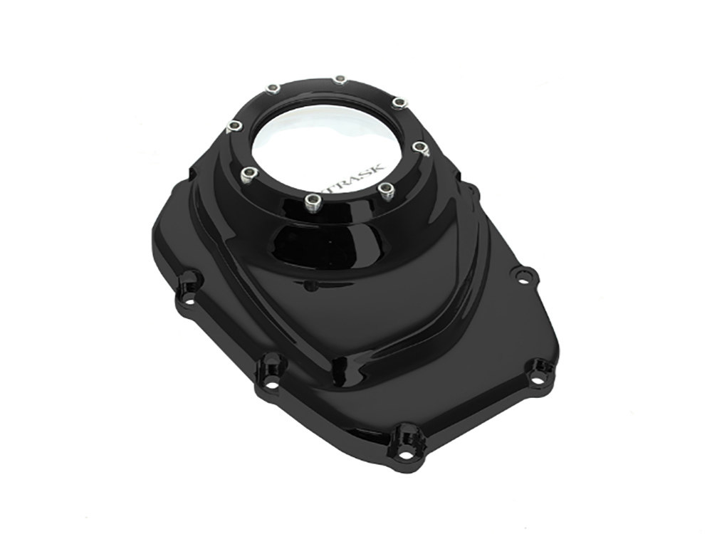 Trask Performance Assault Clear Cam Cover – Gloss Black. Fits Most Touring 2017-2024 & Softail 2018-2024
