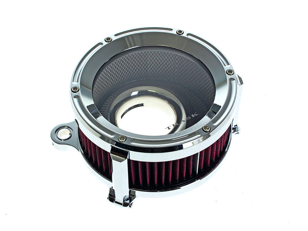 Trask Performance Assault Clear Air Cleaner Kit – Chrome. Fits Touring 2008-2016, Softail 2016-2017, CVO Softail 2011-2017 & Dyna Low Rider S 2016-2017 with Throttle-by-Wire