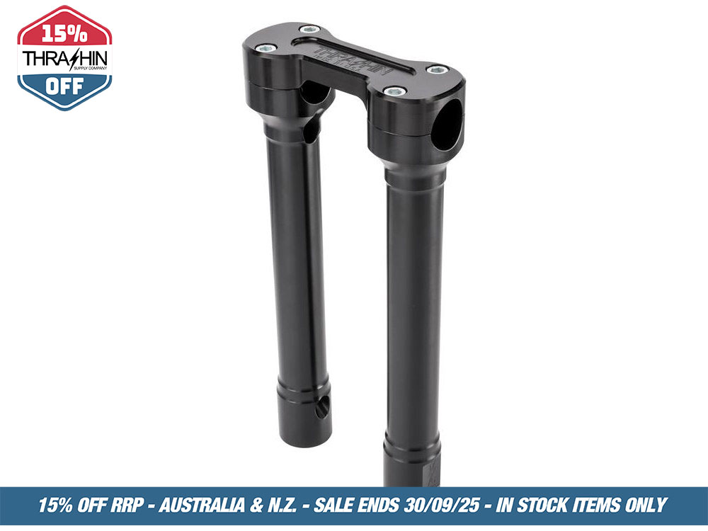 Thrashin Supply 10in. Hole Shot Risers – Black. Fits 1in. Handlebar