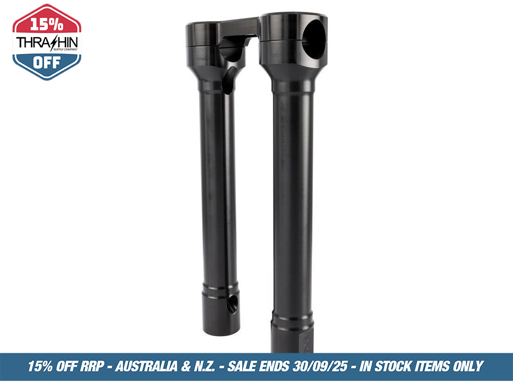 Thrashin Supply 10in. Hole Shot Risers – Black. Fits 1in. Handlebar