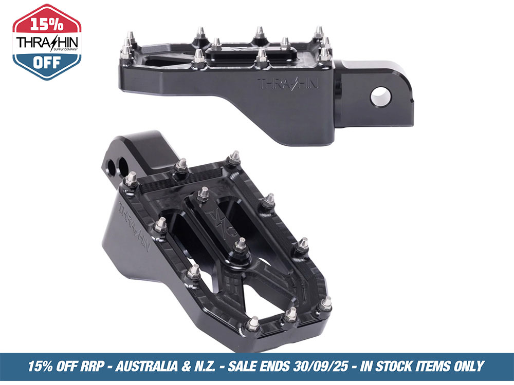 Thrashin Supply Aggressor Footpegs – Black. Fits Softail 2018up Rear Passenger