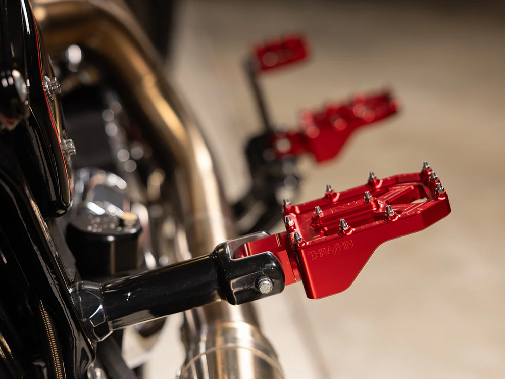 Thrashin Supply Aggressor Footpegs – Red. Fits Softail 2018up Rear Passenger