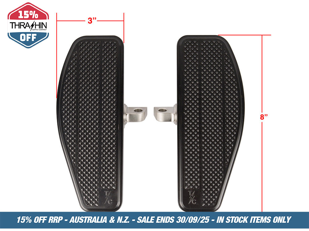 Thrashin Supply Mini Rider Floorboards – Black. Fits Softail 2018up Front Rider