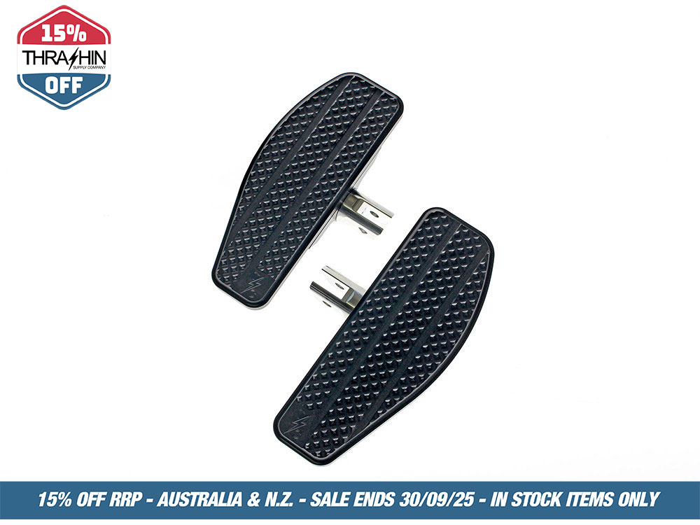 Thrashin Supply Mini Rider Floorboards – Black. Fits Softail 2018up Front Rider