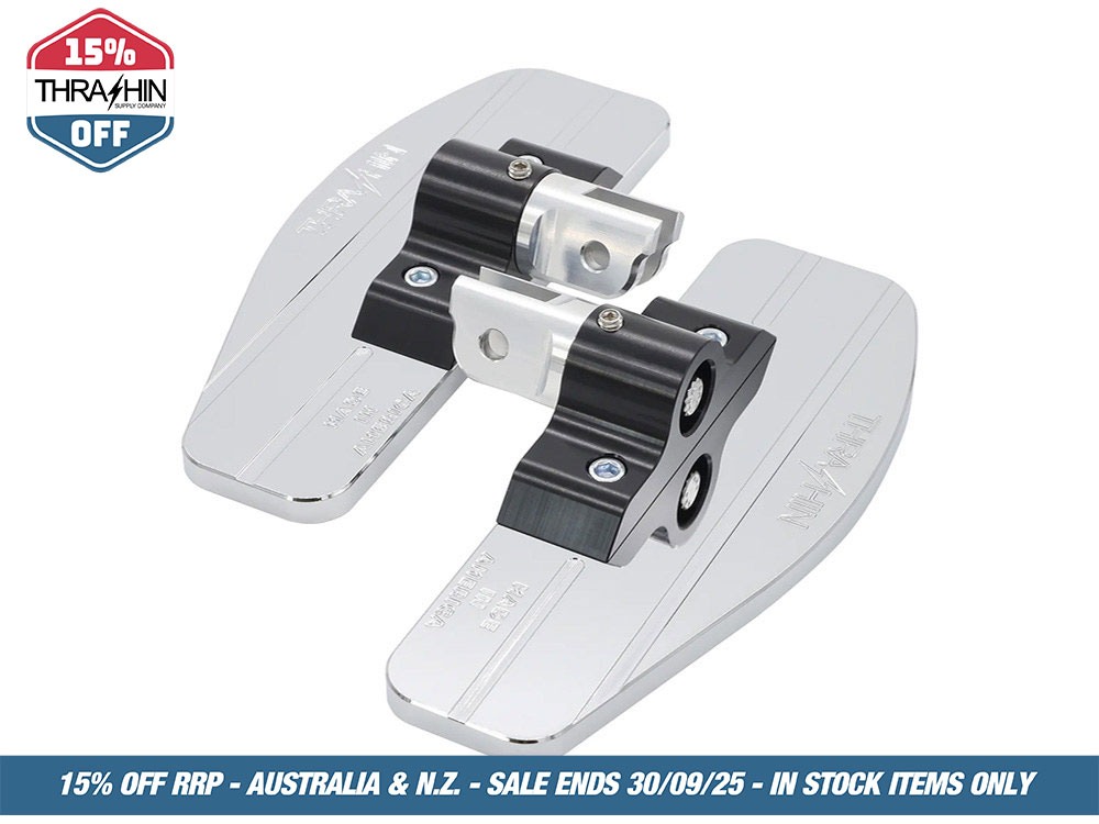 Thrashin Supply Mini Rider Floorboards – Chrome. Fits Softail 2018up Front Rider