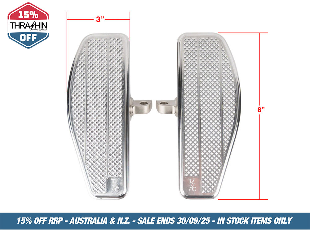 Thrashin Supply Mini Rider Floorboards – Chrome. Fits Softail 2018up Front Rider