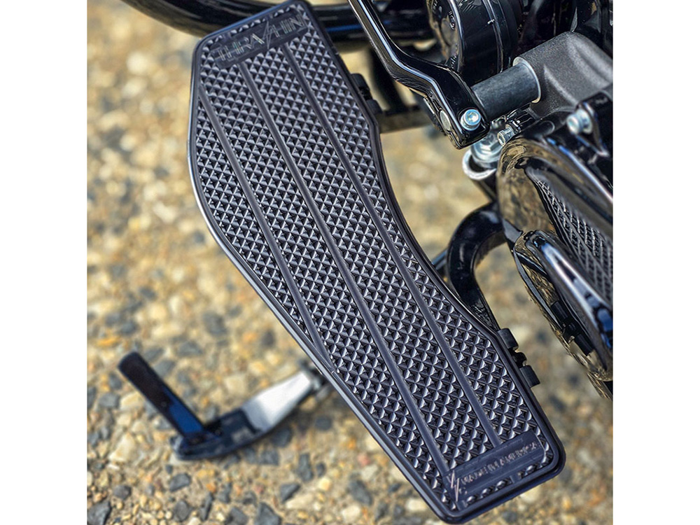 Thrashin Supply Bagger Rider Floorboards – Black. Fits Touring 1980up, FL Softail 1986-2017 & Dyna Switchback 2012-2016