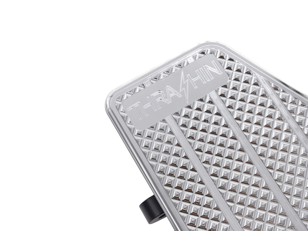 Thrashin Supply Bagger Rider Floorboards – Chrome. Fits Touring 1980up, FL Softail 1986-2017 & Dyna Switchback 2012-2016