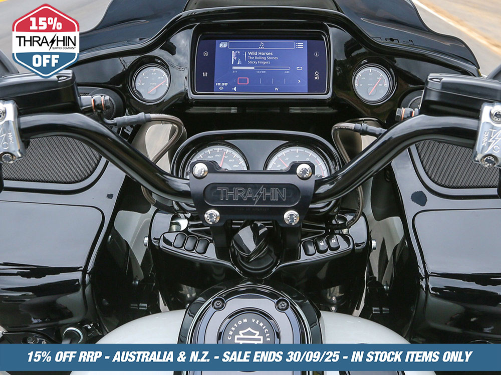Thrashin Supply Road Glide Riser Adapter – Black. Fits Road Glide 2015-2023