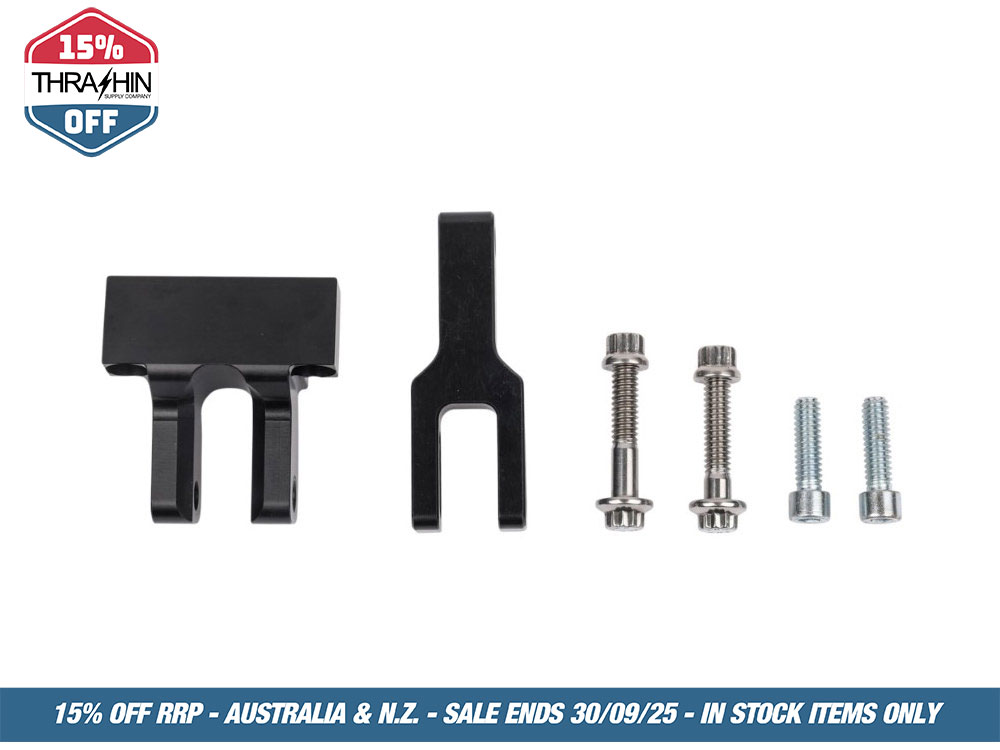 Thrashin Supply Thrashin OG Risers to Gauges Relocation Bracket – Black. Fits Thrashin’ Gauge housings.