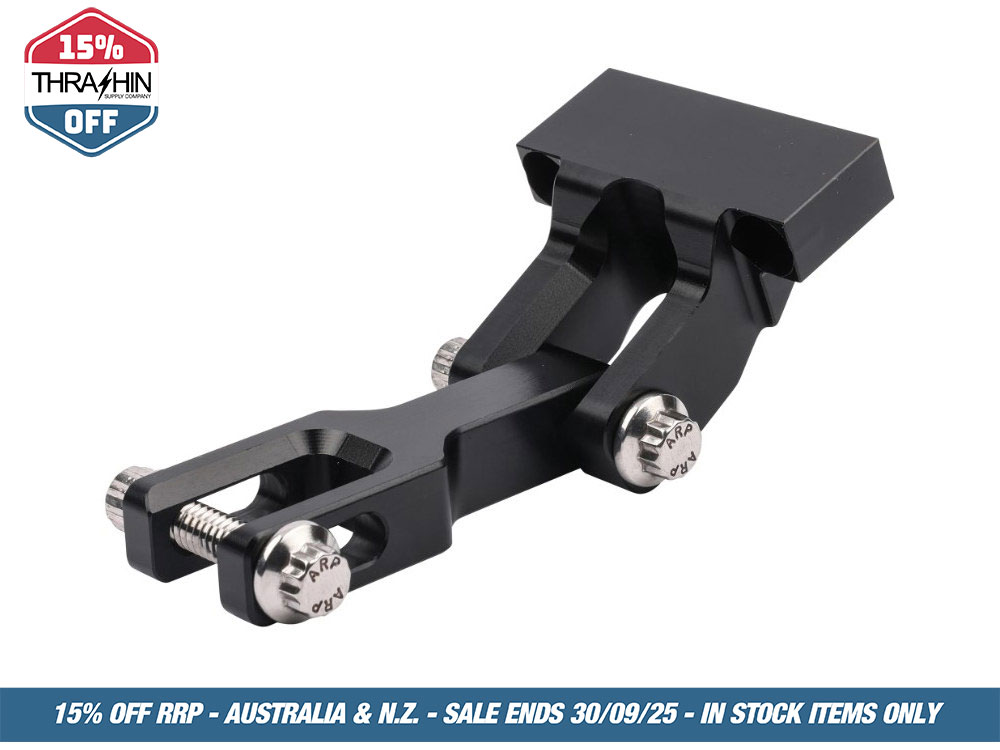 Thrashin Supply Thrashin OG Risers to Gauges Relocation Bracket – Black. Fits Thrashin’ Gauge housings.