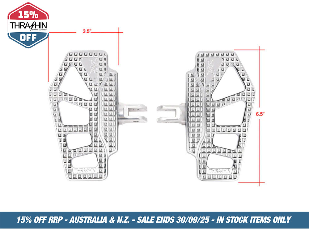 Thrashin Supply Apex Mini Rider Floorboards – Chrome. Fits Softail 2018up Front Rider