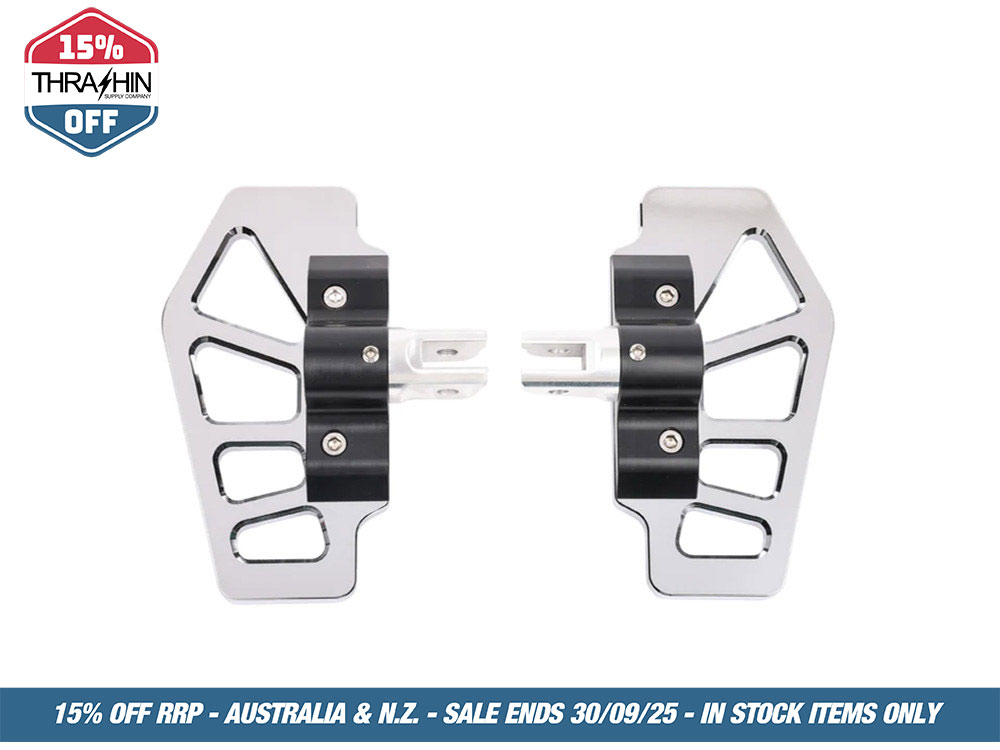 Thrashin Supply Apex Mini Rider Floorboards – Chrome. Fits Softail 2018up Front Rider