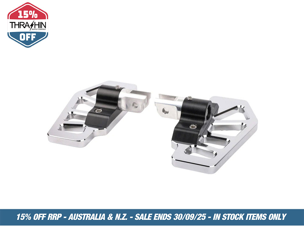 Thrashin Supply Apex Mini Rider Floorboards – Chrome. Fits Softail 2018up Front Rider