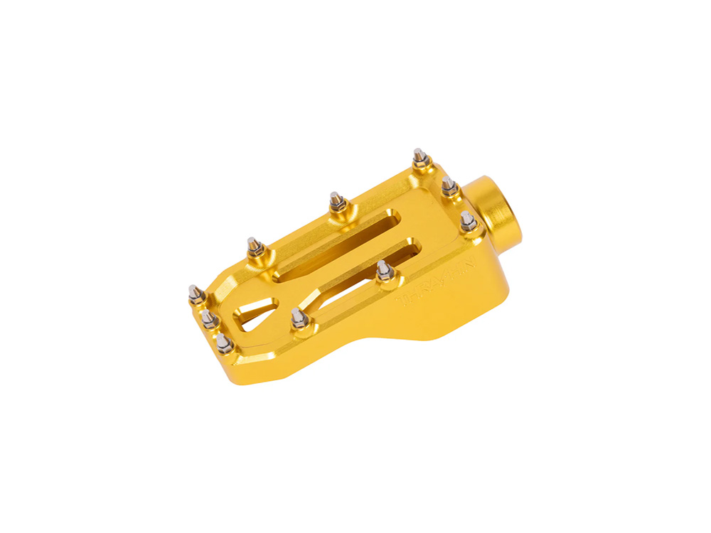 Thrashin Supply Aggressor Brake Arm Pedal – Gold. Touring 2014up (Using Thrashin Brake Arms)