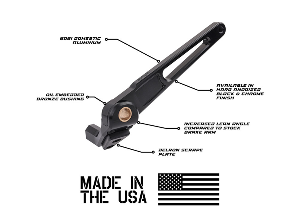 Thrashin Supply Brake Pedal Arm – Chrome. Fits Softail 2018up with Mid Controls.