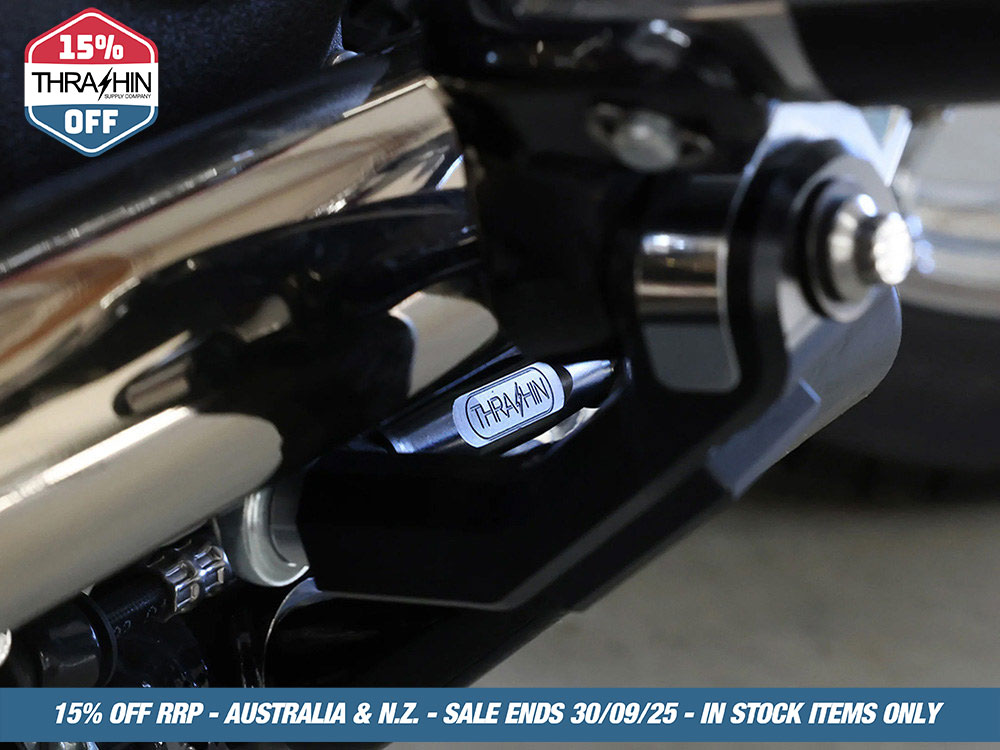 Thrashin Supply Adjustable Brake Linkage – Black. Fits Softail 2018up with Mid Controls.