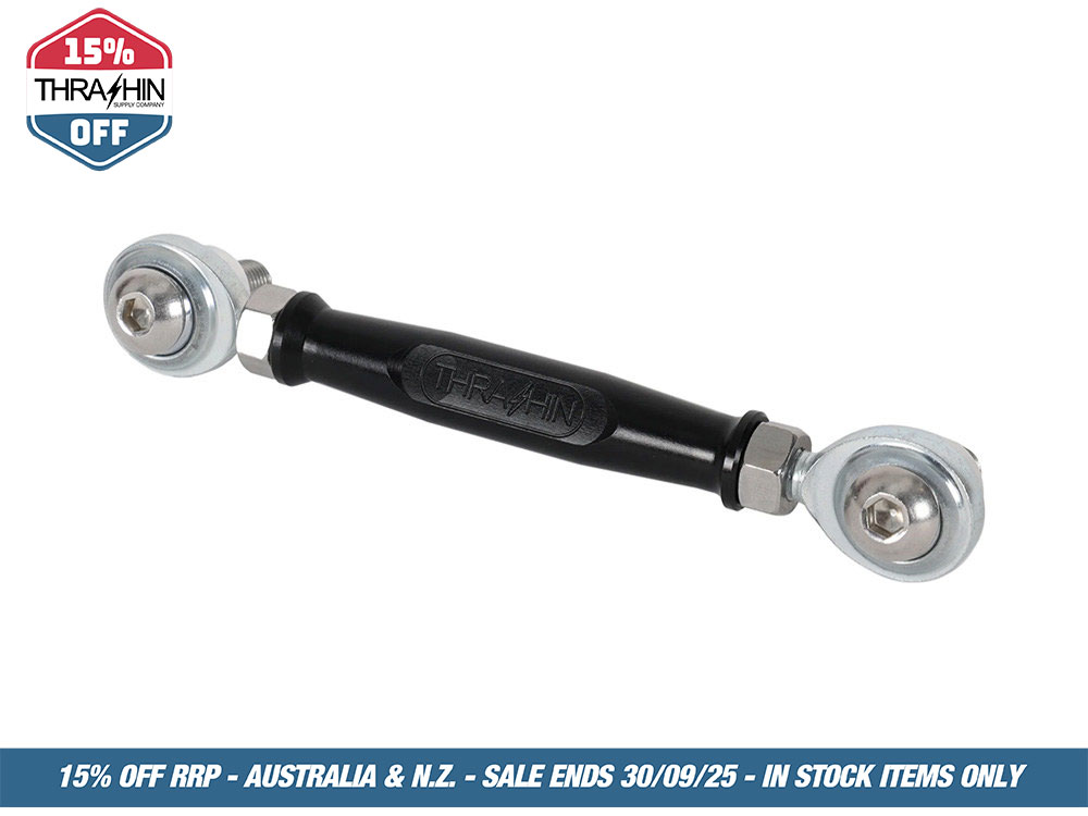 Thrashin Supply Adjustable Brake Linkage – Black. Fits Softail 2018up with Mid Controls.