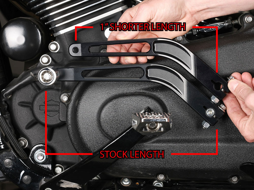 Thrashin Supply 1in. Shorter Shift Arm – Black. Fits Softail 2018up with Mid Controls