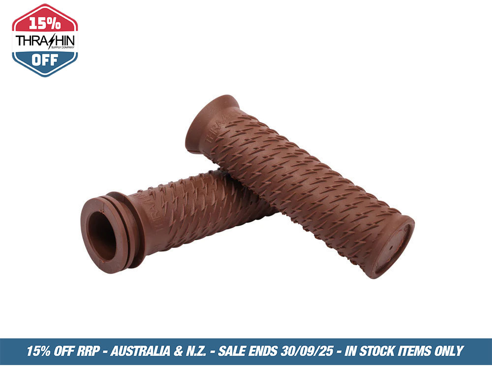 Thrashin Supply Bolt Grips – Brown.
