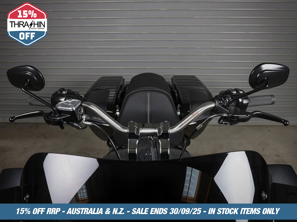 Thrashin Supply Mid Bend Bars – Stainless Steel. Fits CVO Touring 2023up, Street Glide & Road Glide 2024up, Touring 2025up & Softail 2025up
