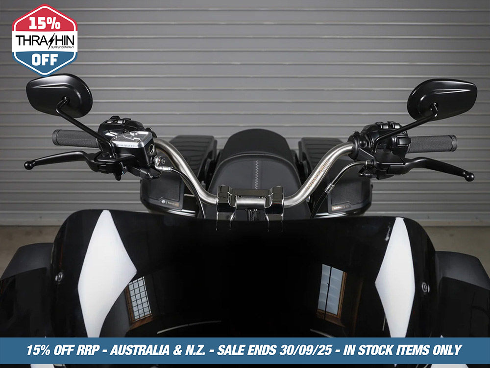 Thrashin Supply High Bend Bars – Stainless Steel. Fits CVO Touring 2023up, Street Glide & Road Glide 2024up, Touring 2025up & Softail 2025up