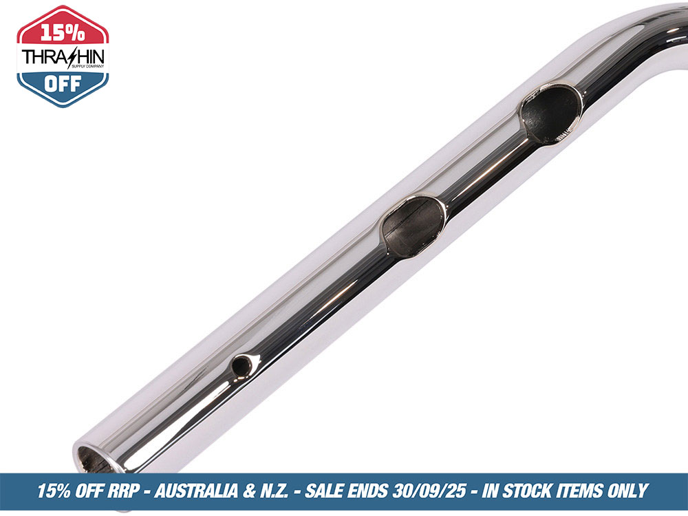 Thrashin Supply Mid Bend Bars – Chrome. Fits CVO Touring 2023up, Street Glide & Road Glide 2024up, Touring 2025up & Softail 2025up