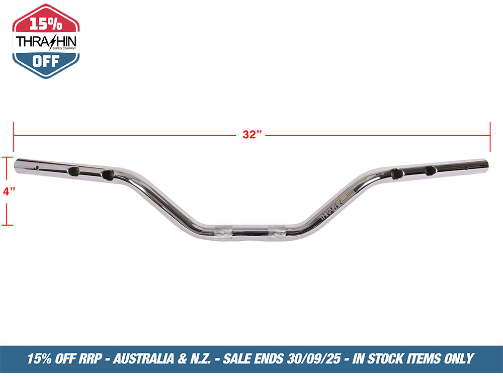 Thrashin Supply Mid Bend Bars – Chrome. Fits CVO Touring 2023up, Street Glide & Road Glide 2024up, Touring 2025up & Softail 2025up