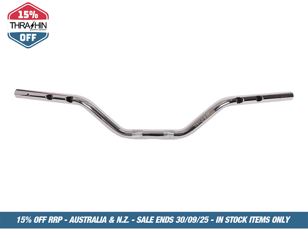 Thrashin Supply Mid Bend Bars – Chrome. Fits CVO Touring 2023up, Street Glide & Road Glide 2024up, Touring 2025up & Softail 2025up