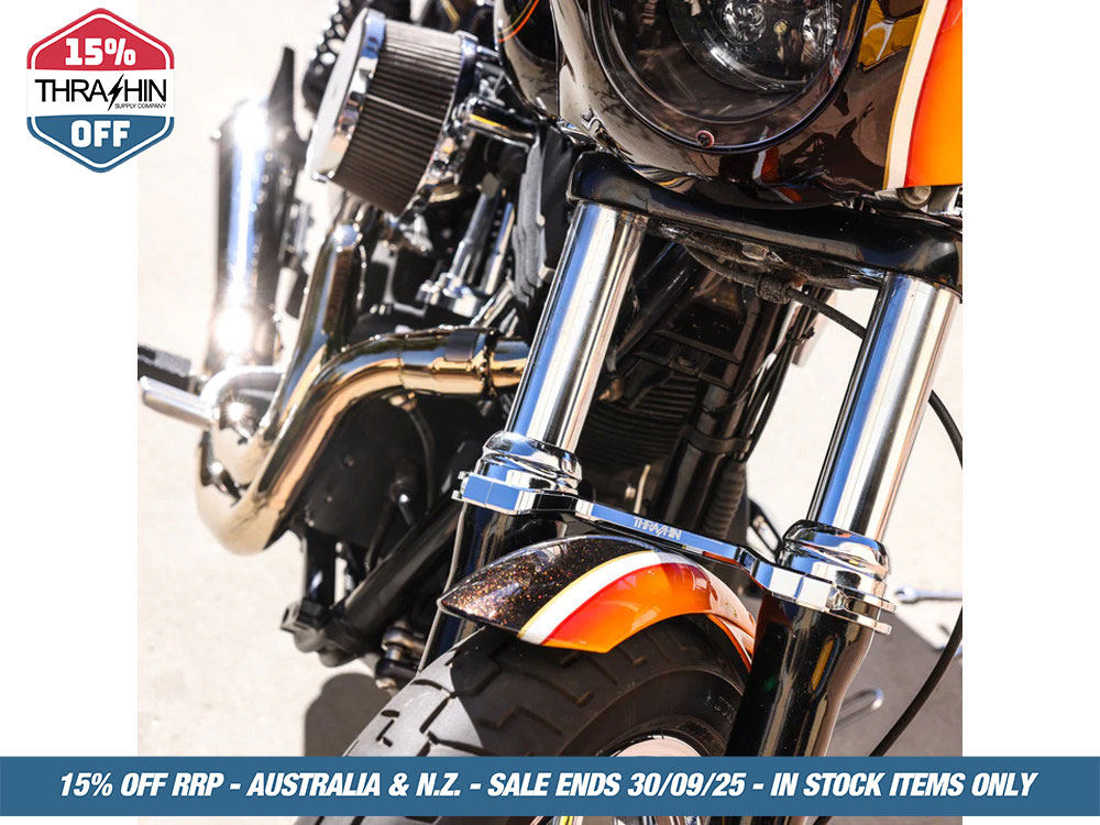 Thrashin Supply Billet Fork Brace – Black. Fits 49mm Dyna Mid-Glide 2006-2017.
