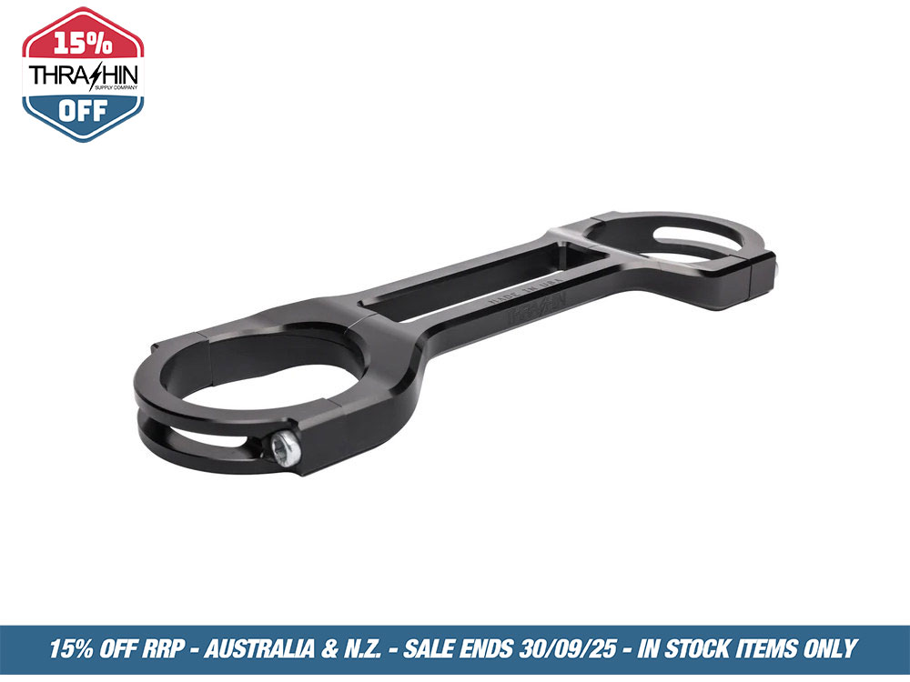 Thrashin Supply Billet Fork Brace – Black. Fits 49mm Dyna Mid-Glide 2006-2017.